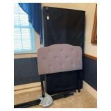 Upholstered Tufted Headboard with Metal Bed Frame and Box Spring, TWIN SIZE