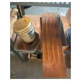 Assorted Hardware Lot with Wooden Board, Horseshoe Set, and Metal Spikes