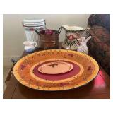 Assorted Decorative Tableware and Kitchen Items Including Ambiance Platter and Lefton Pitcher