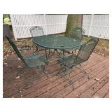 Metal Mesh Patio Set with Table, Four Chairs & Grill