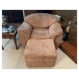 Tan Microfiber Armchair with Matching Ottoman