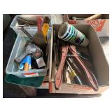 Assorted Hand Tools and Equipment Including Bolt Cutters and Putty Knives