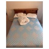 Wooden Bookshelf Headboard with Mattress and Box Spring, Full size