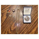 Assorted Jewelry and Collectible Lot with Antica Murrina Pendant and Shriners Pin