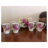 Hand Painted Nippon Porcelain Pitcher and Matching Cup Set