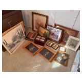 Assorted Framed Art Prints, Photographs, Needlework, and Decor Collection