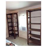 Pair of Wooden Multi-Tier Bookshelves