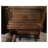 Haddorff Piano Co. Upright Piano with Bench