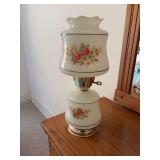 Milk Glass Floral Hurricane Lamp with Key Switch