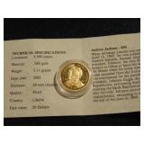 Gold Andrew Jackson, 3.11g, .585 gold
