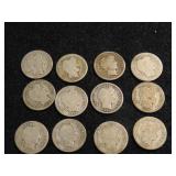 approx (12) Silver Barber Dimes