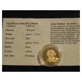 James Madison Gold Coin, 1/10 oz., .585 Gold