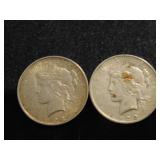 (2) Silver Peace Dollars, 1922-D, 1922