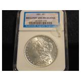 1885 Morgan Silver Dollar-Graded Brillian Uncirc.