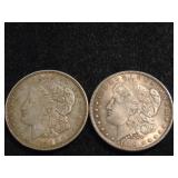 (2) Morgan Silver Dollars, 1889, 1921-D