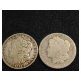(2) Morgan Silver Dollars 1891, 1921-D
