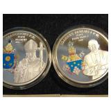 (2) Papal Coins, 32g each, Silver plated