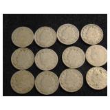 approx (12) Barber V Nickels, readable dates