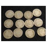 approx (12) Silver Barber Dimes