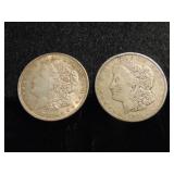 (2) Morgan Silver Dollars 1921-S,  1921