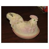 Beautiful Large Custard Glass Hen On Nest