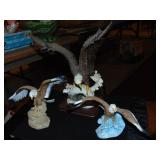 (3) Resin Eagle Figurines