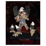 (3) Resin Eagle Figurines