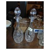Cut Glass Liquor Decanters & (6) Tumblers