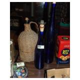 (3) Cobalt Glass Decorator Bottles