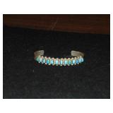 Vintage Turquoise & Sterling Cuff Not Marked