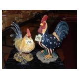 (2) Large Resin Roosters