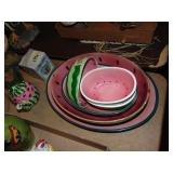 Lot of Decorator Watermelon Dishes