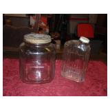 (1) Glass Counter Jar (1) Glass Water/Juice Jug