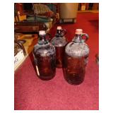 (3) Amber Brown Country Kitchen Bleach Bottles