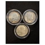 (3) 1964 90% Silver Kennedy Halves