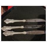 (3) Grand Boraque Pattern Sterling Dinner Knives