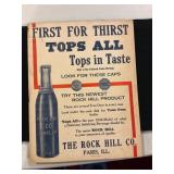 Vintage Paper Rock Hill Bottling Co Paris IL Sign