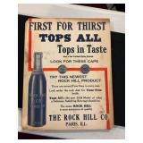 Vintage Paper Rock Hill Bottling Co Paris IL Sign