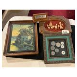 (4) Small Vintage Wall Decor Items