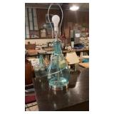 Aqua Glass Lamp W/Satin Nickel Hardware