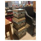 Wood Type Americana Folk Art Storage Boxes