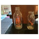 (2) Glass Dairy Containers
