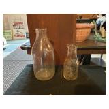 (2) Glass Dairy Containers