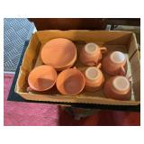 Flat Of Retro Pink Hazel/Atlas Cups & Saucers