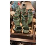 Flat of Frankoma Pottery Drinking Cups