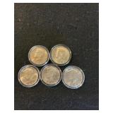 (5)1964 90% Silver Kennedy Half Dollars