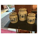 (3) Signed Studio Pottery Salt Glazed Cannisters