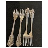 (4) Grand Boraque Pattern Sterling Cocktail Forks