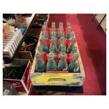 Antique Yellow Coca Cola Tray Full Of Bottles