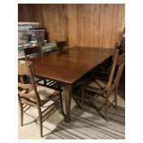 Antique Mahogany Queen Anne Dining Table & Chairs